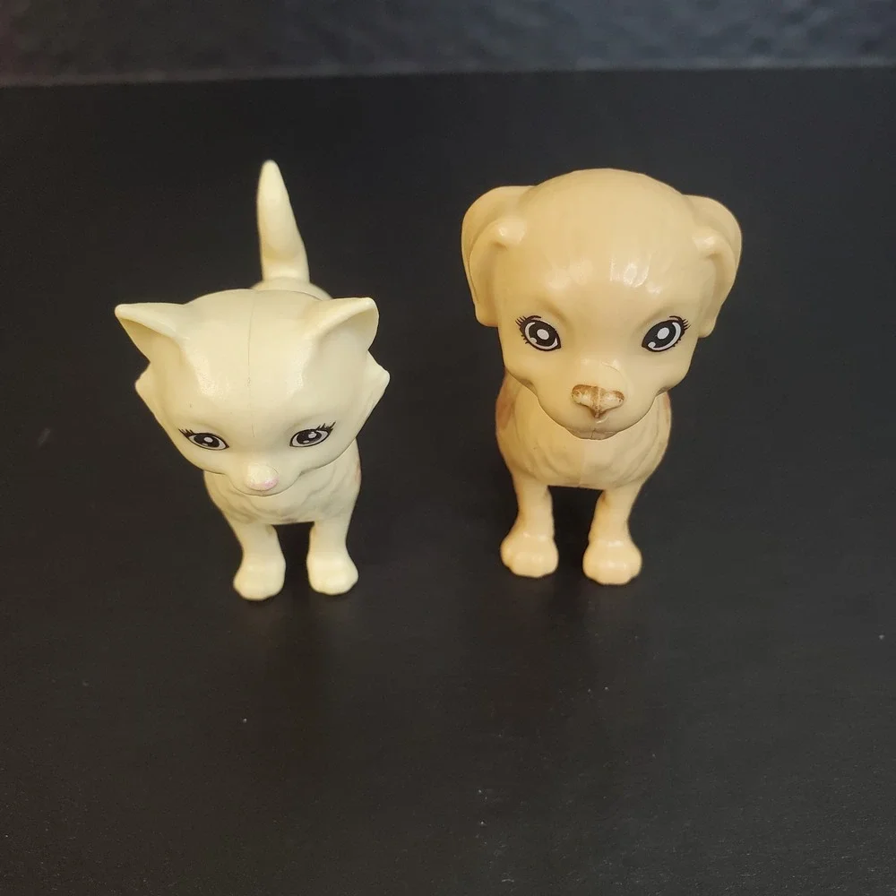 Barbie Play And Wash Pet Animals Dog + Cat Lot of 2 Plastic Figures‎